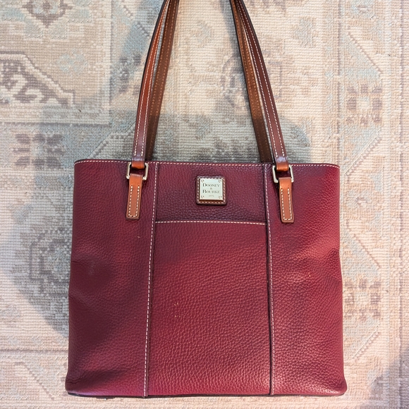 Dooney & Bourke Burgundy Leather Tote Bag - Picture 3 of 9